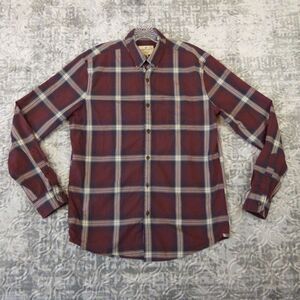 American Eagle Shirt Mens Medium Brown Button-Up Plaid Seriously Soft Casual